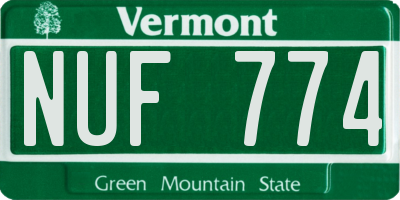 VT license plate NUF774