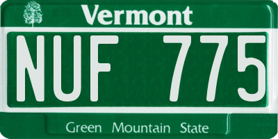 VT license plate NUF775