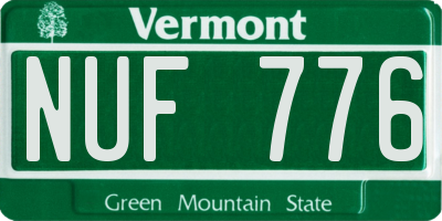 VT license plate NUF776