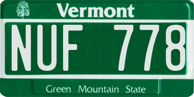 VT license plate NUF778