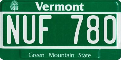VT license plate NUF780