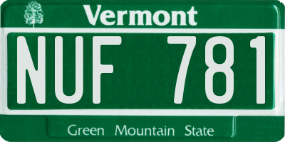 VT license plate NUF781