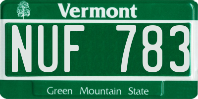 VT license plate NUF783