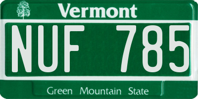 VT license plate NUF785