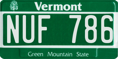 VT license plate NUF786