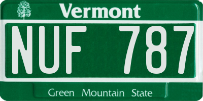 VT license plate NUF787