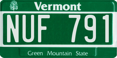 VT license plate NUF791