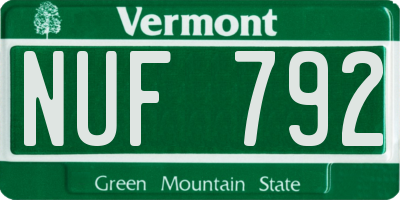 VT license plate NUF792