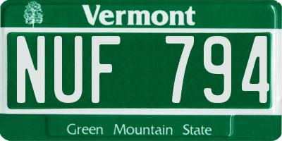 VT license plate NUF794