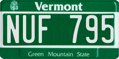 VT license plate NUF795