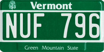 VT license plate NUF796