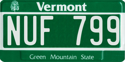 VT license plate NUF799