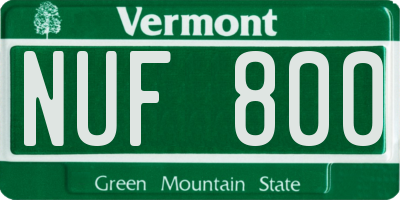 VT license plate NUF800