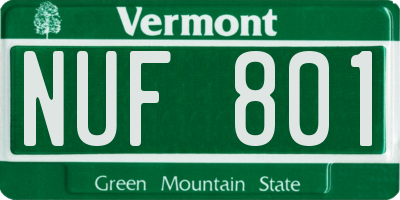 VT license plate NUF801