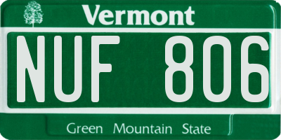 VT license plate NUF806