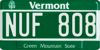 VT license plate NUF808