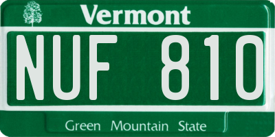 VT license plate NUF810