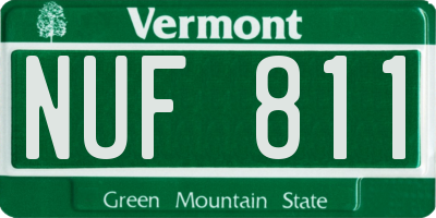 VT license plate NUF811