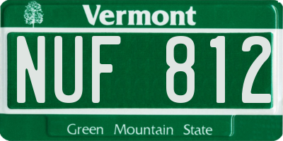 VT license plate NUF812