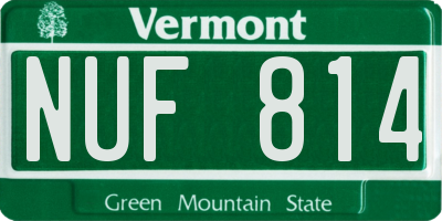 VT license plate NUF814