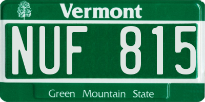 VT license plate NUF815