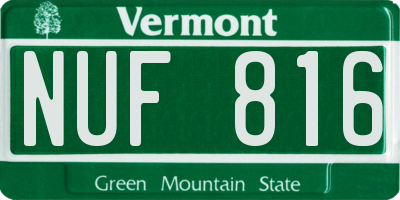 VT license plate NUF816
