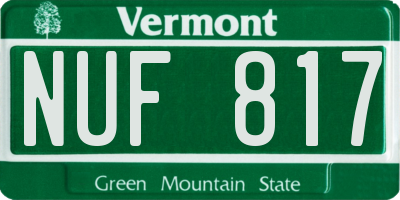 VT license plate NUF817