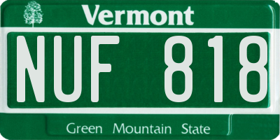 VT license plate NUF818