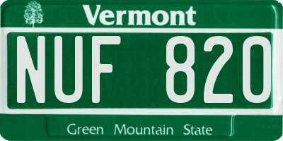 VT license plate NUF820