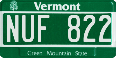VT license plate NUF822