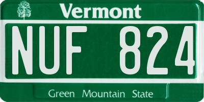 VT license plate NUF824
