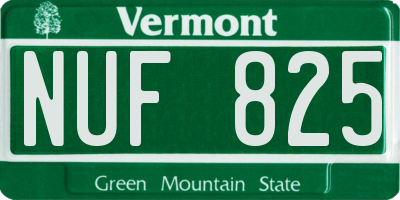 VT license plate NUF825
