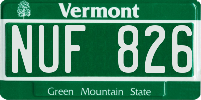 VT license plate NUF826
