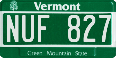 VT license plate NUF827