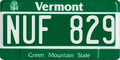 VT license plate NUF829