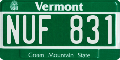 VT license plate NUF831