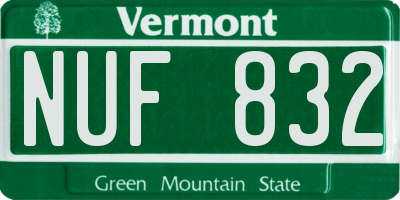 VT license plate NUF832