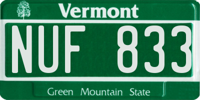 VT license plate NUF833