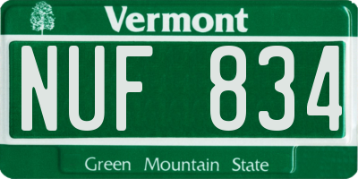 VT license plate NUF834