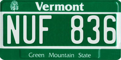 VT license plate NUF836