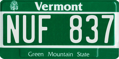 VT license plate NUF837