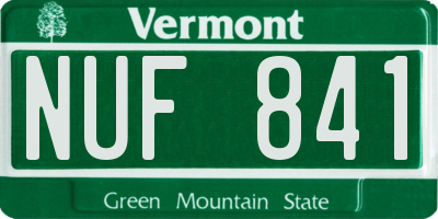 VT license plate NUF841
