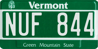 VT license plate NUF844