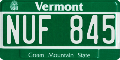 VT license plate NUF845