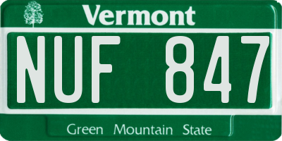 VT license plate NUF847