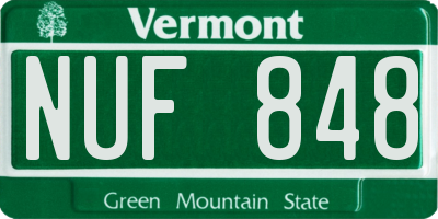 VT license plate NUF848