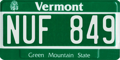 VT license plate NUF849