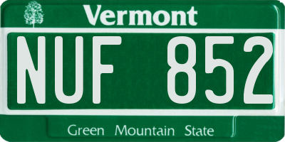 VT license plate NUF852