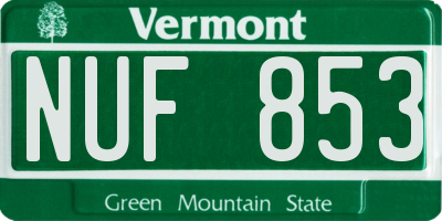 VT license plate NUF853