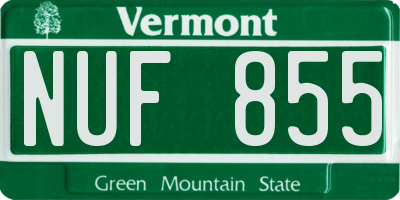 VT license plate NUF855
